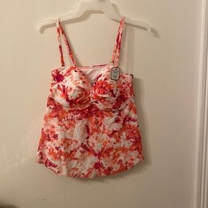 NWT time & tru baby doll Tankini top pink size small
